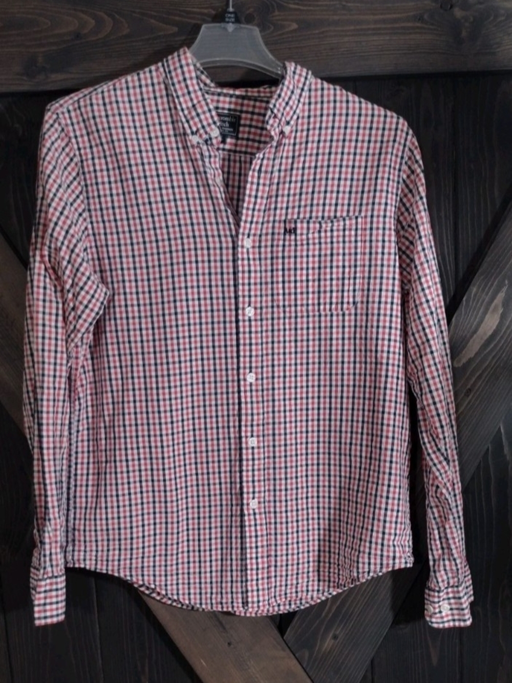 Abercrombie & Fitch Red and Blue Check Button-Down Shirt